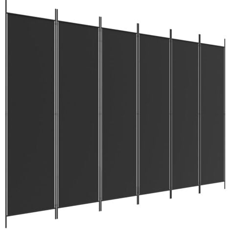 6-Panel Room Divider Black 300x200 cm Fabric vidaXL