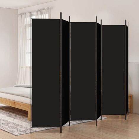 6-Panel Room Divider Black 300x200 cm Fabric vidaXL