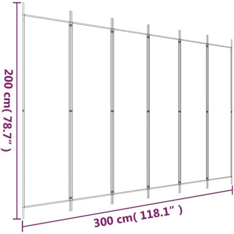 6-Panel Room Divider Black 300x200 cm Fabric vidaXL