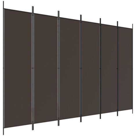 6-Panel Room Divider Brown 300x200 cm Fabric vidaXL