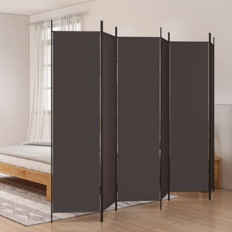 6-Panel Room Divider Brown 300x200 cm Fabric vidaXL