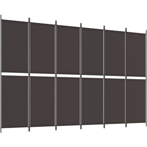 6-Panel Room Divider Brown 300x200 cm Fabric vidaXL