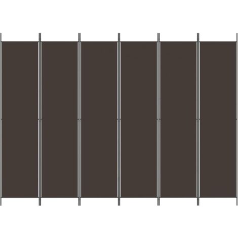 6-Panel Room Divider Brown 300x220 cm Fabric vidaXL