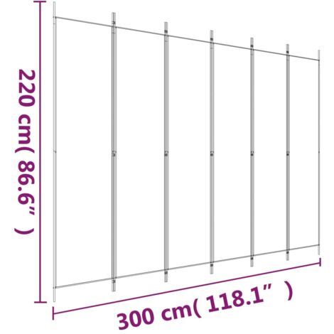 6-Panel Room Divider White 300x220 cm Fabric vidaXL