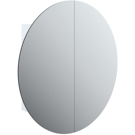 Bathroom Cabinet with Round Mirror&LED White 54x54x17.5 cm vidaXL