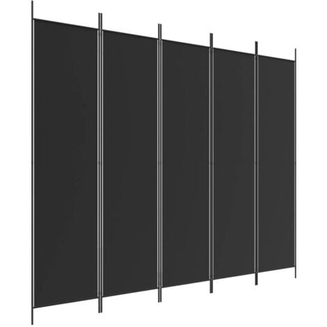 5-Panel Room Divider Black 250x200 cm Fabric vidaXL