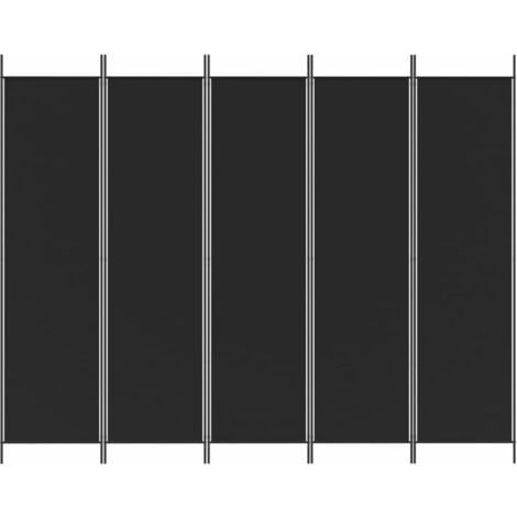 5-Panel Room Divider Black 250x200 cm Fabric vidaXL