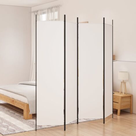 4-Panel Room Divider White 200x200 cm Fabric vidaXL