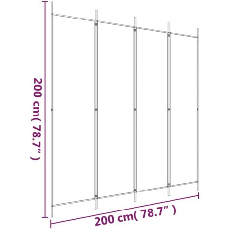 4-Panel Room Divider White 200x200 cm Fabric vidaXL