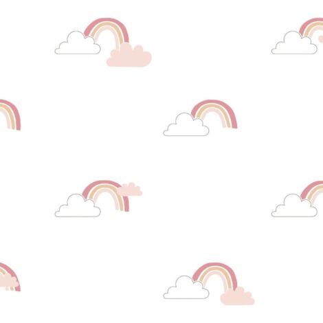 Wallpaper Mondo baby Rainbows White and Pink Noordwand