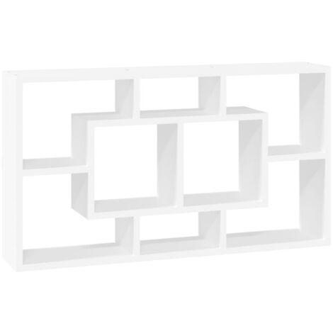 Wall Display Shelf 8 Compartments High Gloss White vidaXL