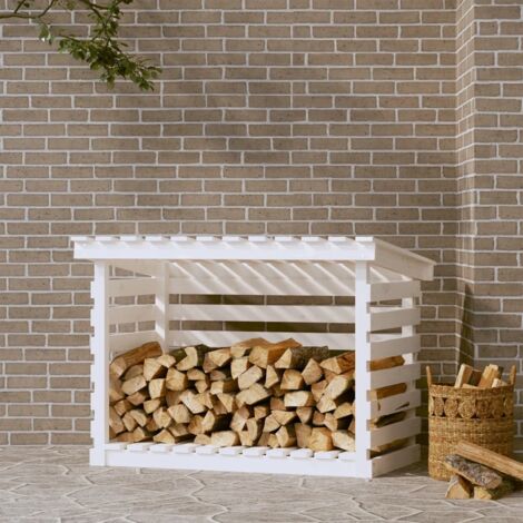 Firewood Rack White 108x73x79 cm Solid Wood Pine vidaXL