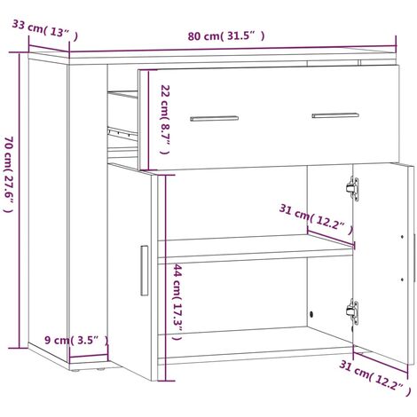 Sideboard White 80x33x70 cm Engineered Wood vidaXL