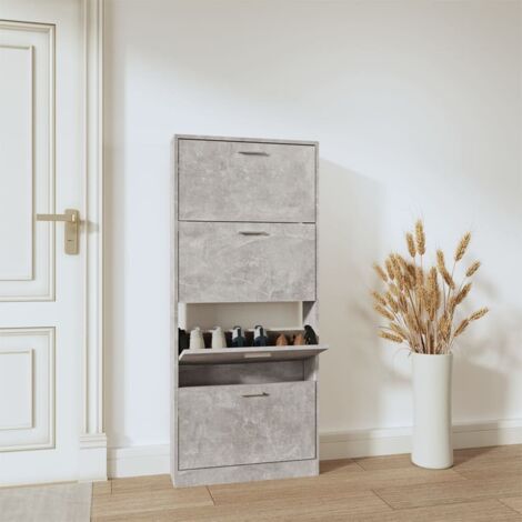 Shoe Cabinet Concrete Grey 59x17x150 cm Engineered Wood vidaXL