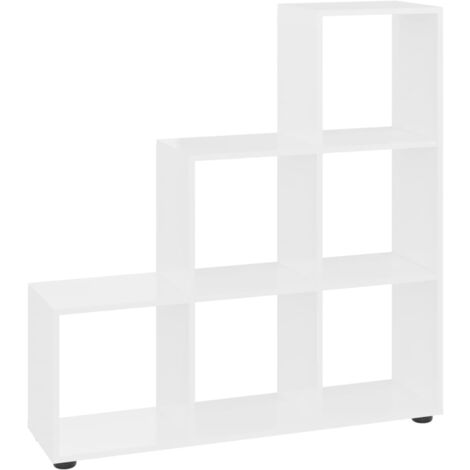 Staircase Bookcase High Gloss White 107 cm Engineered Wood vidaXL