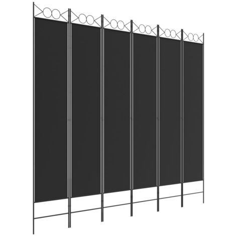 6-Panel Room Divider Black 240x220 cm Fabric vidaXL