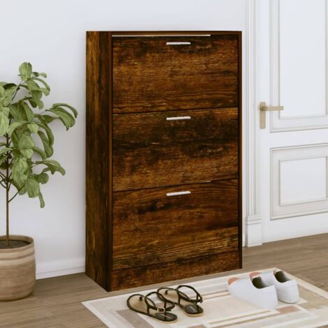 Shoe Cabinet Smoked Oak 63x24x103 cm Engineered Wood vidaXL