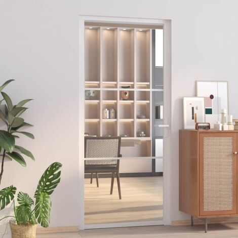 Interior Door 93x201.5 cm White ESG Glass and Aluminium vidaXL