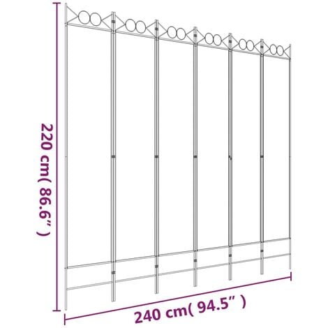 6-Panel Room Divider White 240x220 cm Fabric vidaXL