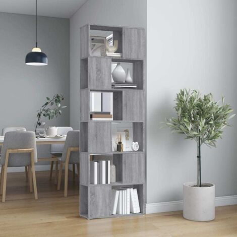 Book Cabinet/Room Divider Grey Sonoma 60x24x186 cm vidaXL