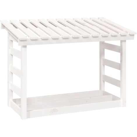Firewood Rack White 108x64.5x78 cm Solid Wood Pine vidaXL