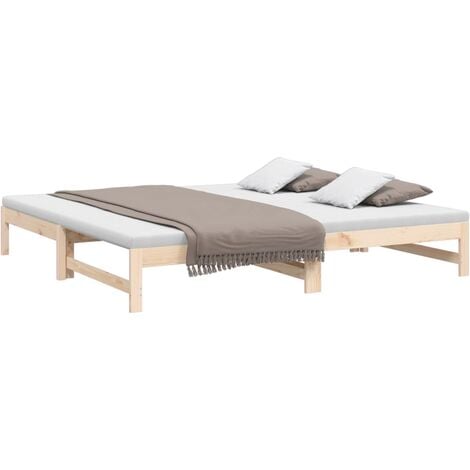 Pull-out Day Bed without Mattress 2x(100x200) cm Solid Wood Pine vidaXL