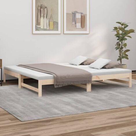 Pull-out Day Bed without Mattress 2x(100x200) cm Solid Wood Pine vidaXL
