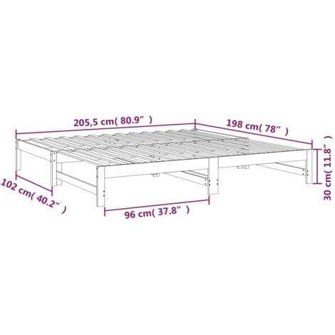 Pull-out Day Bed without Mattress 2x(100x200) cm Solid Wood Pine vidaXL