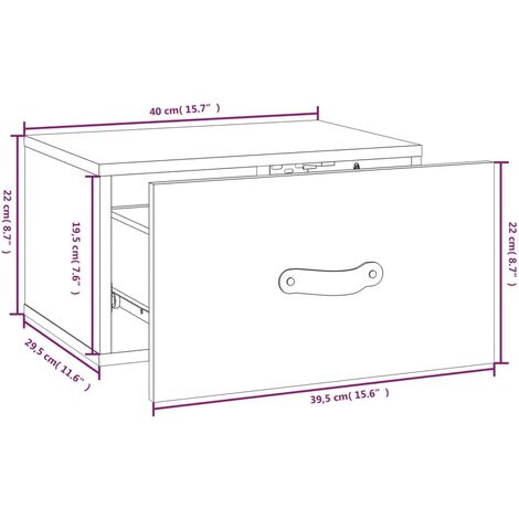 Wall-mounted Bedside Cabinet Grey 40x29.5x22 cm vidaXL
