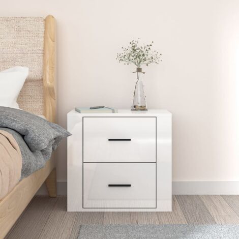 Wall-mounted Bedside Cabinet High Gloss White 50x36x47 cm vidaXL