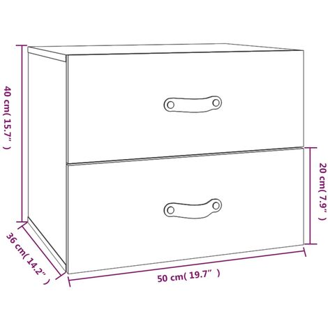 Wall-mounted Bedside Cabinet Grey 50x36x40 cm vidaXL