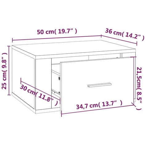 Wall-mounted Bedside Cabinet Concrete Grey 50x36x25 cm vidaXL