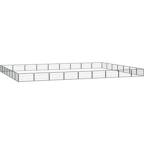 32-Panel Dog Playpen Black 100x50 cm Powder-coated Steel vidaXL