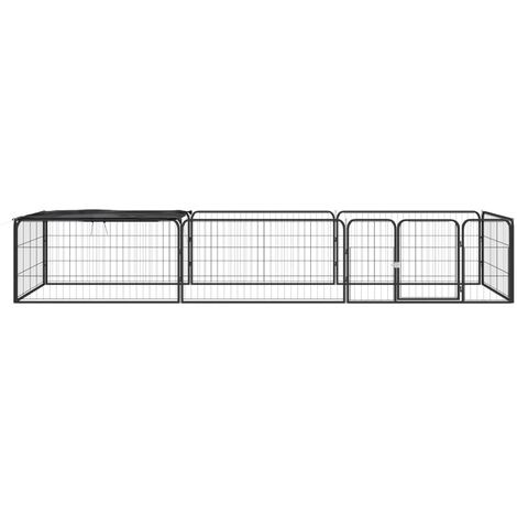 8-Panel Dog Playpen Black 100x50 cm Powder-coated Steel vidaXL