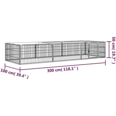 8-Panel Dog Playpen Black 100x50 cm Powder-coated Steel vidaXL