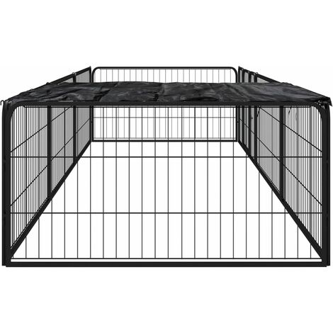 8-Panel Dog Playpen Black 100x50 cm Powder-coated Steel vidaXL