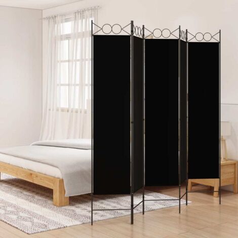 5-Panel Room Divider Black 200x200 cm Fabric vidaXL