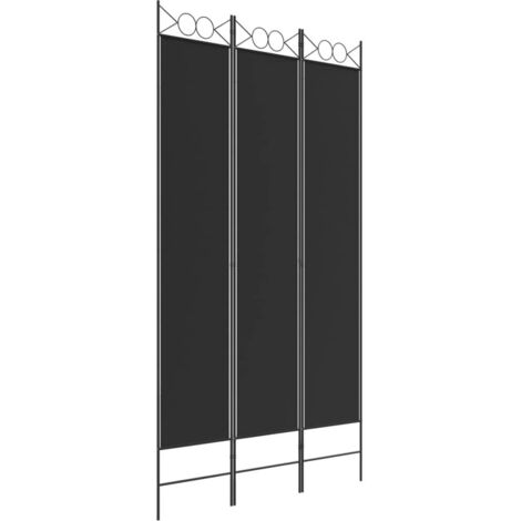 3-Panel Room Divider Black 120x220 cm Fabric vidaXL