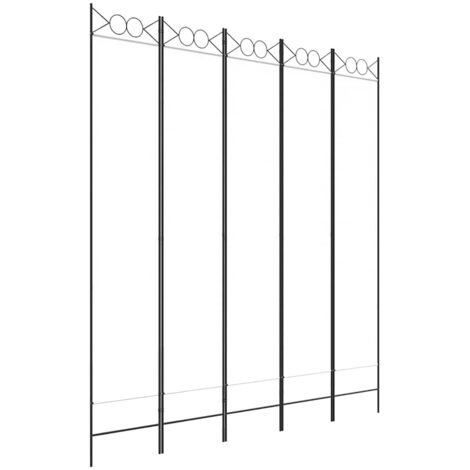 5-Panel Room Divider White 200x220 cm Fabric vidaXL