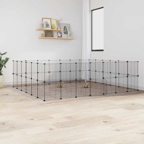 52-Panel Pet Cage with Door Black 35x35 cm Steel vidaXL
