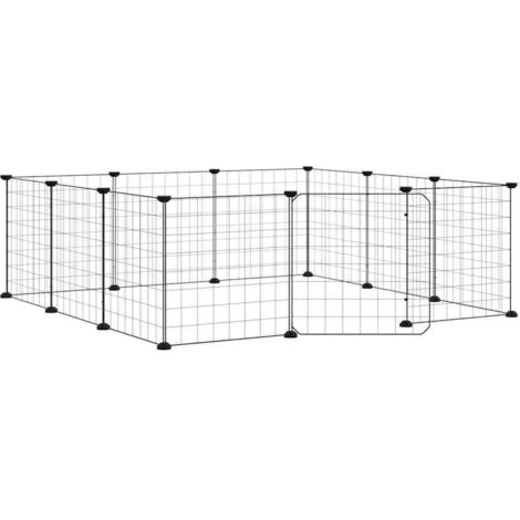 12-Panel Pet Cage with Door Black 35x35 cm Steel vidaXL