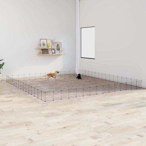 60-Panel Pet Cage with Door Black 35x35 cm Steel vidaXL