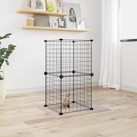 8-Panel Pet Cage Black 35x35 cm Steel vidaXL