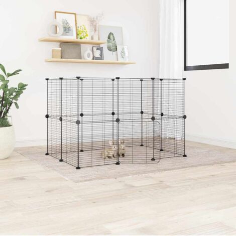 20-Panel Pet Cage with Door Black 35x35 cm Steel vidaXL