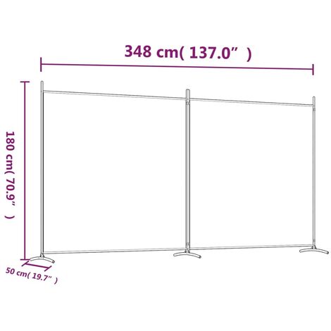 2-Panel Room Divider Black 348x180 cm Fabric vidaXL