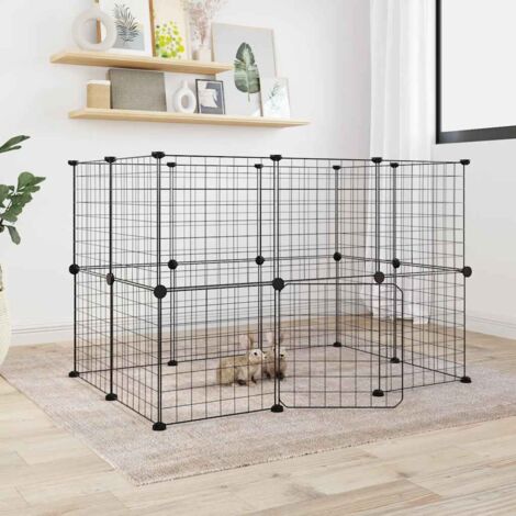 20-Panel Pet Cage with Door Black 35x35 cm Steel vidaXL