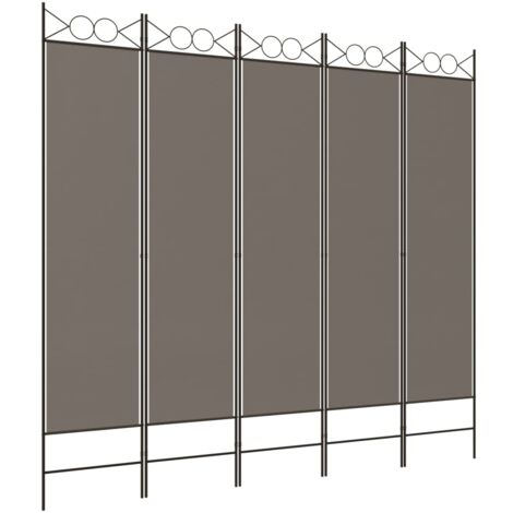 5-Panel Room Divider Anthracite 200x220 cm Fabric vidaXL
