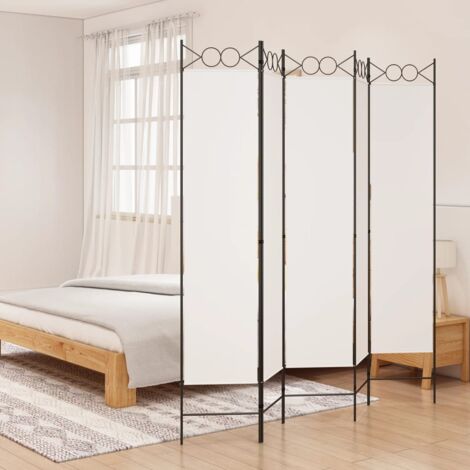 5-Panel Room Divider White 200x200 cm Fabric vidaXL
