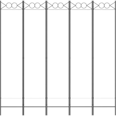5-Panel Room Divider White 200x200 cm Fabric vidaXL