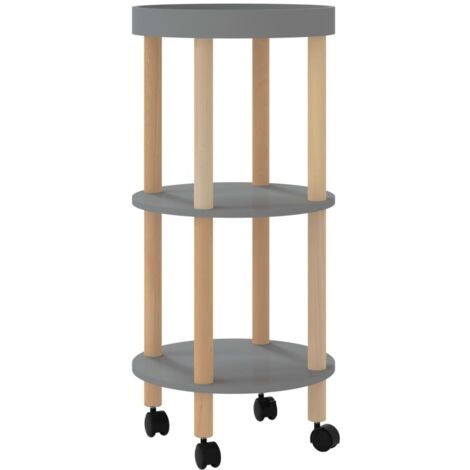 3-tier Trolley Grey 38x38x82cm Engineered Wood&Solid Wood Pine vidaXL (1/5)